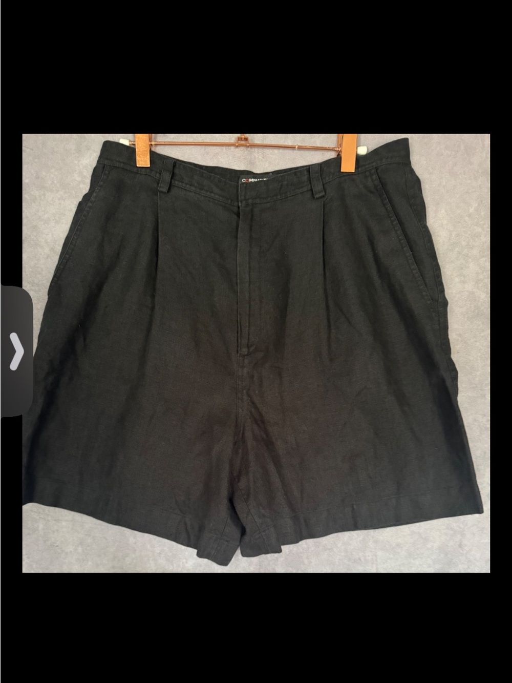 Vintage Ellen Tracy Company Black 100% Linen Pleated Shorts w/pockets Size 12